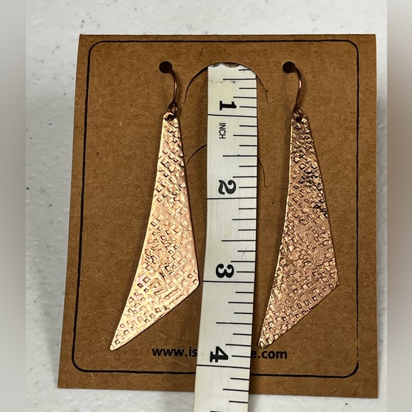 Handcrafted Hammered Copper Pierced Earrings - Picture 4 of 6
